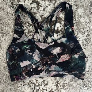 lululemon athletica Painted Abstract Multicolor Strappy Sports Bra